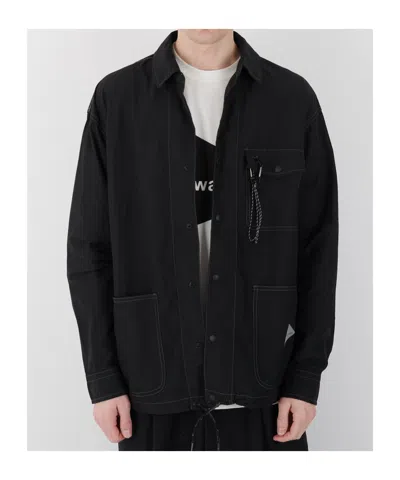And Wander Cordura Cotton Ripped Shirt Jacket In Black