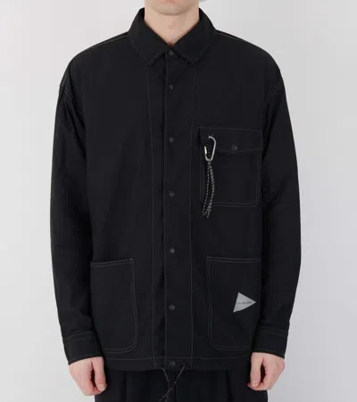 And Wander Cordura Cotton Ripped Shirt Jacket In Black