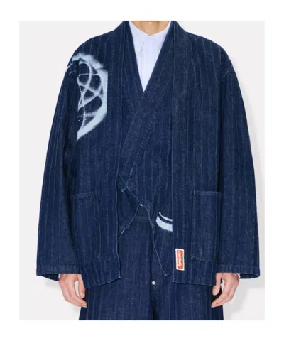 Kenzo ' X Futura 2000' Kimono Jacket In Japanese Denim In Blue