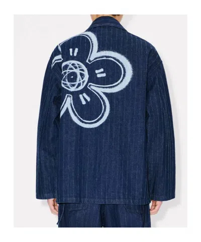 Kenzo ' X Futura 2000' Kimono Jacket In Japanese Denim In Blue