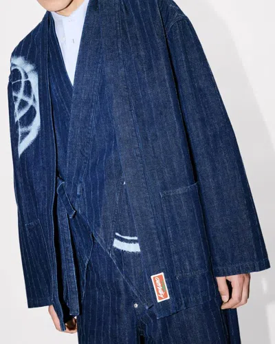 Kenzo ' X Futura 2000' Kimono Jacket In Japanese Denim In Blue