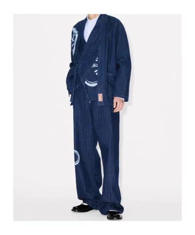 Kenzo ' X Futura 2000' Kimono Jacket In Japanese Denim In Blue