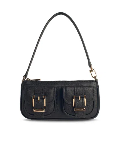 Michael Kors Hammered Leather Clutch With Zip Closure In Black