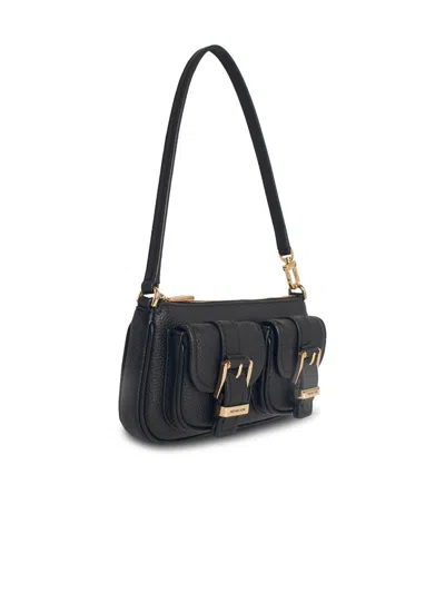 Michael Kors Hammered Leather Clutch With Zip Closure In Black