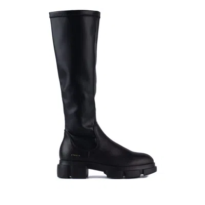 Copenhagen Black Vegan Leather Stretch Boots In Black