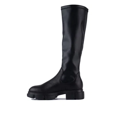 Copenhagen Black Vegan Leather Stretch Boots In Black