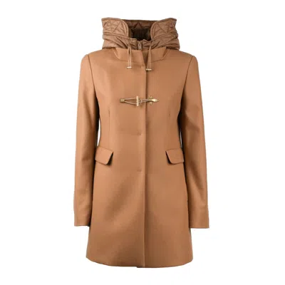 Fay Toggle Coat Db Front Nylon In Brown