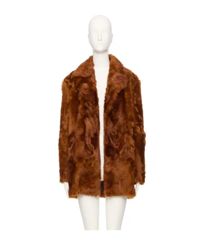 Valentino Genuine Curly Shearling Coat In Brown