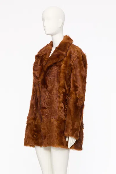 Valentino Genuine Curly Shearling Coat In Brown