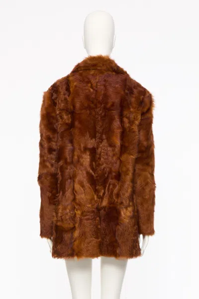 Valentino Genuine Curly Shearling Coat In Brown