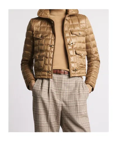 Fay 3 Hooks In Technical Checkered Fabric In Gold