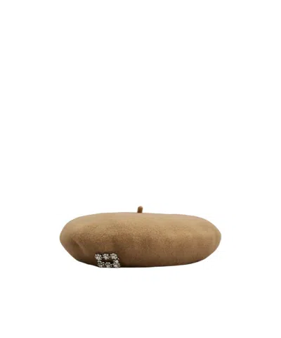 Roger Vivier Efflorescence Beret In Wool In Brown