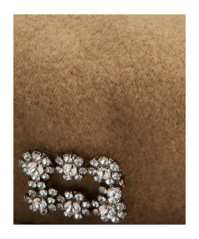 Roger Vivier Efflorescence Beret In Wool In Brown