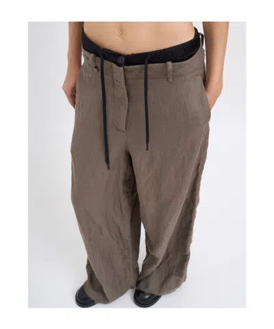 Masnada Drawstring Casual Pants In Brown