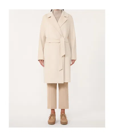 Weekend Max Mara Wool Wrap Coat In White
