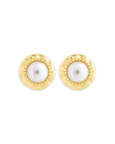 Sterling Forever Eudora Imitation Pearl Stud Earrings In Gold