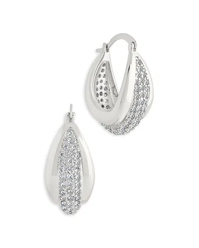 Sterling Forever Philina Cubic Zirconia Hoop Earrings In Silver