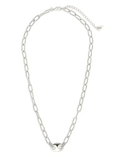 Sterling Forever Bliss Pave Link Pendant Necklace, 16-18 In Metallic