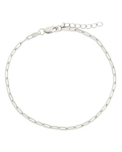 Sterling Forever Dainty Paperclip Chain Bracelet In Metallic