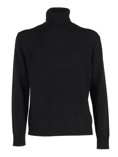 Ballantyne Turtleneck Pullover In Fine Knit Wool In Black