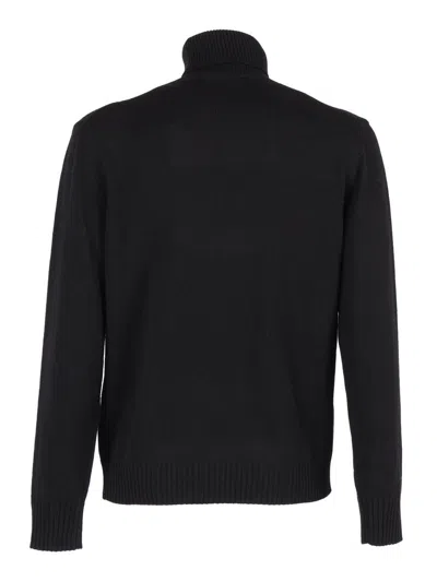 Ballantyne Turtleneck Pullover In Fine Knit Wool In Black