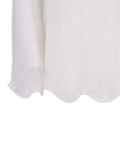 Forte Forte Pointelle Stitch Brushed Mohair Lace Sweater In White