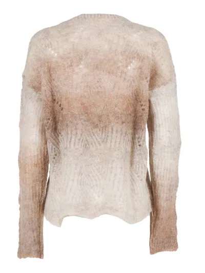 Kangra Cashmere Crew Neck Sweater With A Shadered Effect In Neutral