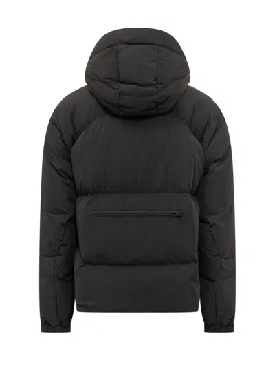 Jg1 Yves Salomon Black Hooded Down Jacket In Black