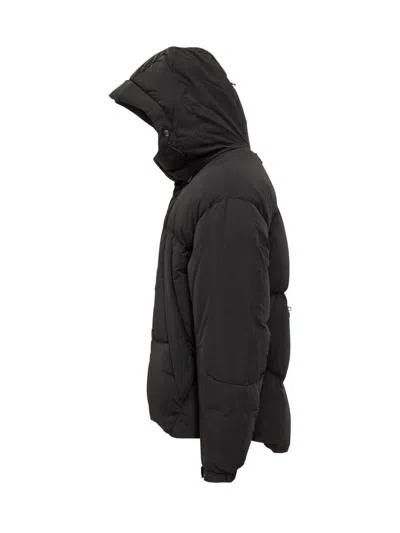 Jg1 Yves Salomon Black Hooded Down Jacket In Black