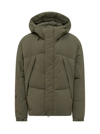 Jg1 Yves Salomon Green Hooded Down Jacket In Green