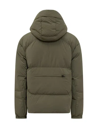 Jg1 Yves Salomon Green Hooded Down Jacket In Green