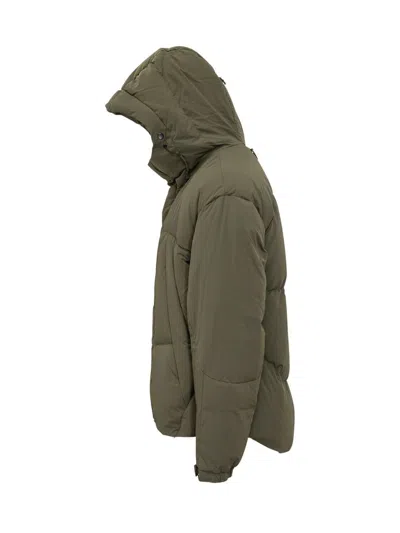 Jg1 Yves Salomon Green Hooded Down Jacket In Green