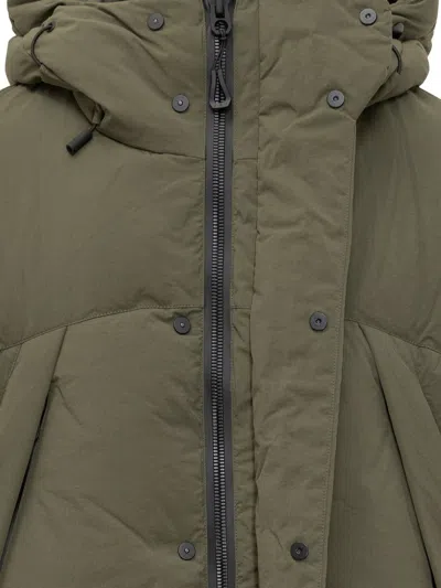 Jg1 Yves Salomon Green Hooded Down Jacket In Green