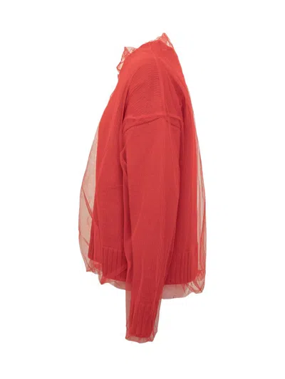 Msgm Tulle-overlay Jumper In Orange