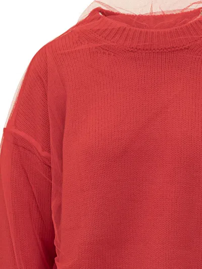 Msgm Tulle-overlay Jumper In Orange