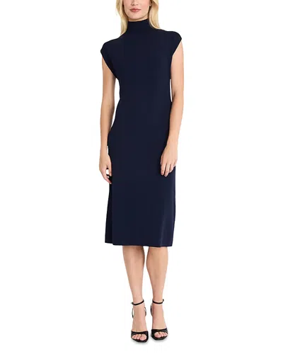 Luxely Cap Sleeve Midi Dress In Blue