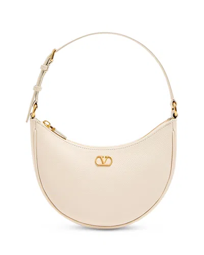 Valentino Garavani Vlogo Signature Mini Leather Hobo Bag In White