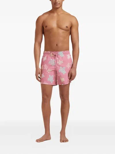 Vilebrequin Drawstring Turtles Swim Shorts In Pink