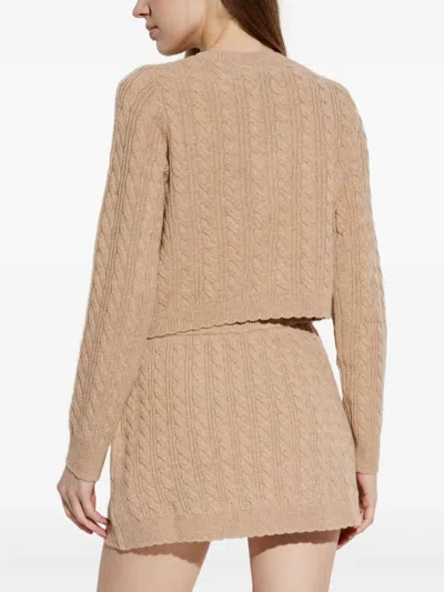 Loveshackfancy Eugenie Cable-knit Wool Cashmere Cardigan In Brown