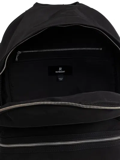 Represent Mens Black Script Hardware Nylon Backpack In Black