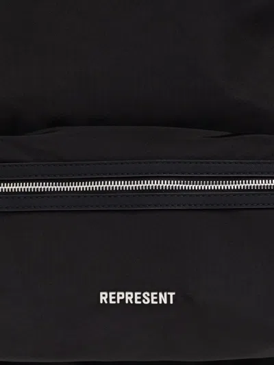 Represent Mens Black Script Hardware Nylon Backpack In Black