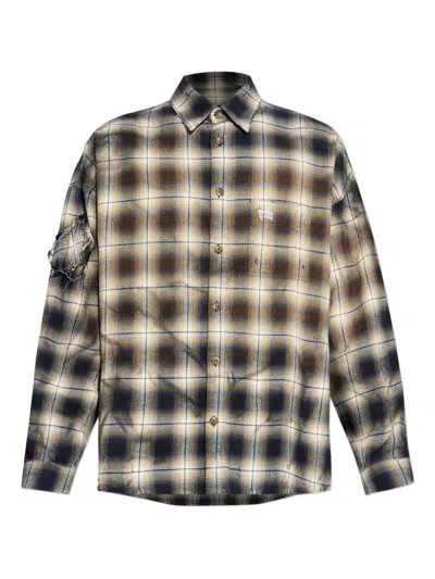 Misbhv Plaid Ripped Shirt In Black