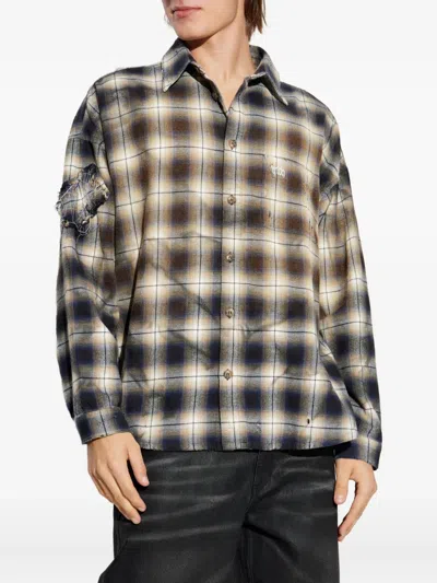 Misbhv Plaid Ripped Shirt In Black