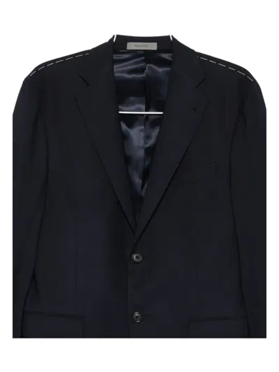 Corneliani Tailored Blue Wool Blend Suit Jacket In Black