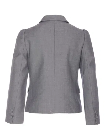 Shushu-tong Grey Jacket With Notched Revers And V Neck In Wool Blend Woman In Gray