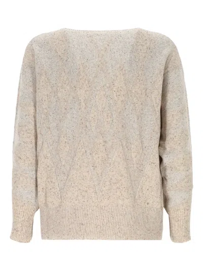 D Exterior Diamond-pattern Sweater In Neutral