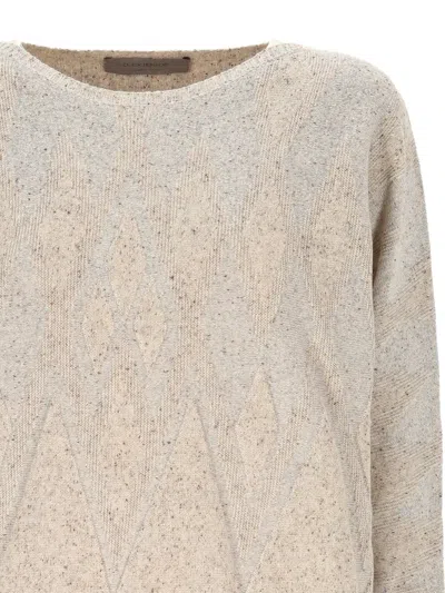 D Exterior Diamond-pattern Sweater In Neutral