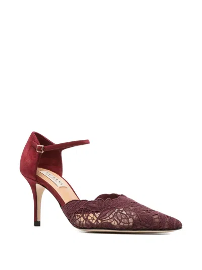 Arteana Lace Ankle-strap Pumps In Red