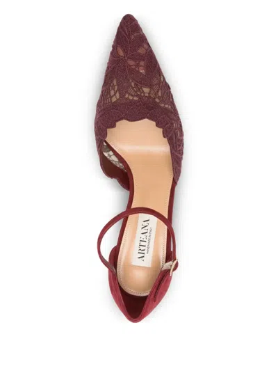 Arteana Lace Ankle-strap Pumps In Red