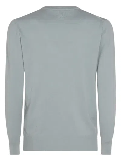 Lardini Crew Neck Long Sleeve Sweater With Ribbed Cuffs In Green